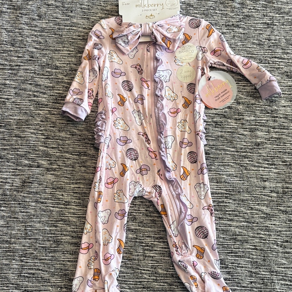 Kids One Piece Pajama  set milkberry cowgirl set